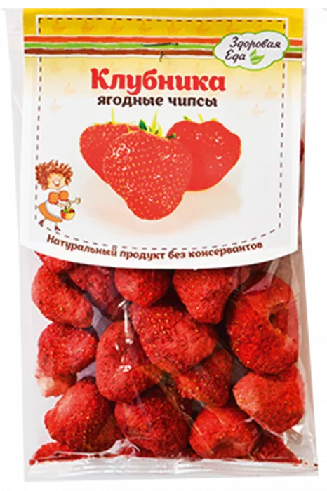 Клубника сублимированная "Здоровая еда" ягодные чипсы 20 г с доставкой по России и в Казахстан | Bready