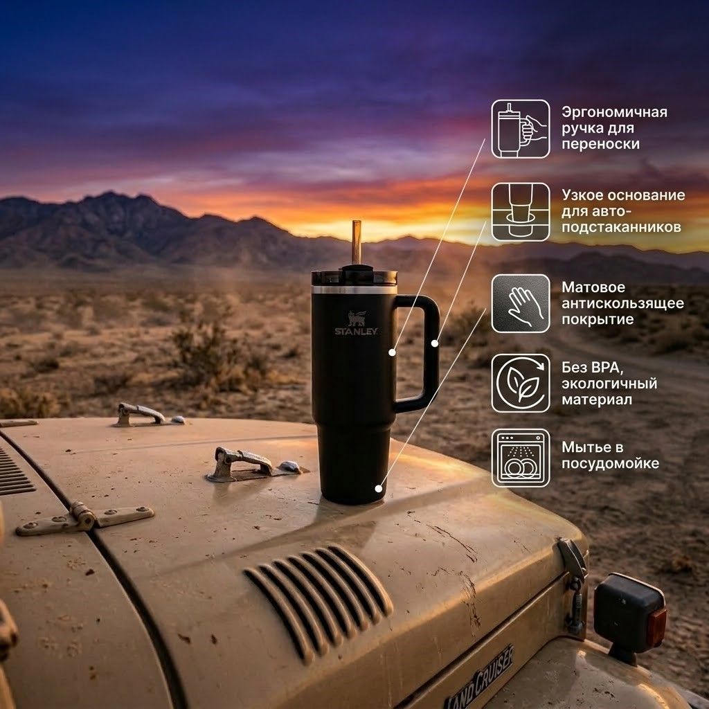 Термокружка STANLEY THE QUENCHER H2.0 FLOWSTATE TUMBLER (черный 2.0), 887 ml, 10-11912-080 с доставкой по России | BreadyФото 1