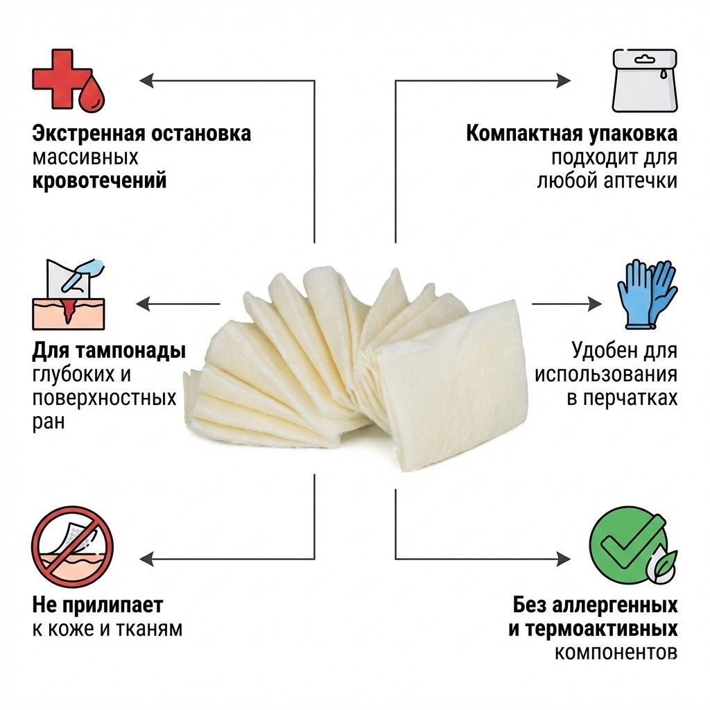 Бинт гемостатический хитозановый RHINO Rescue PZKJ0014 с доставкой по России | BreadyФото 1