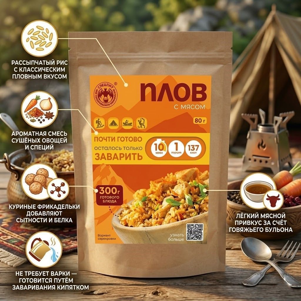 Плов с мясом СПЕЦПИТ Крафт 80 гр. с доставкой по России | BreadyФото 1