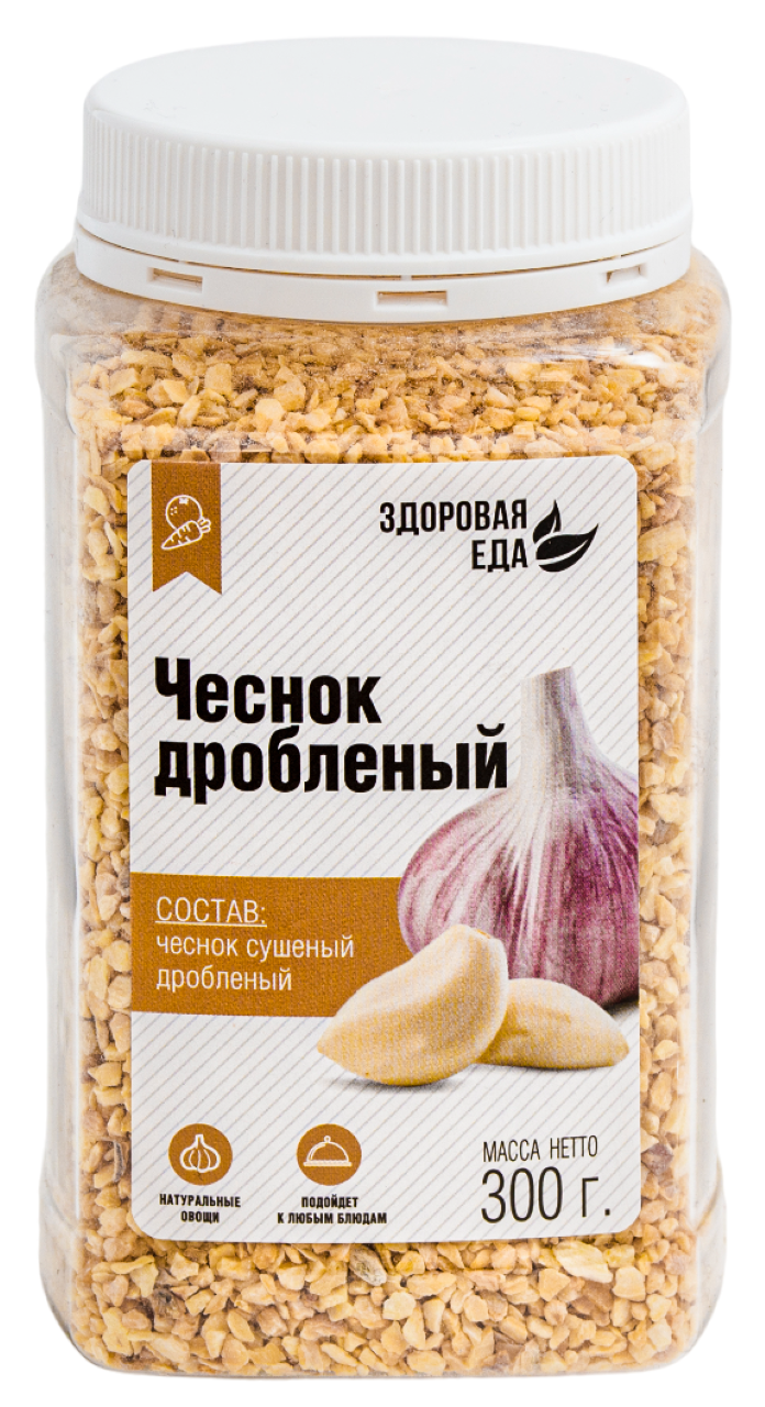Чеснок сушеный дробленый "Здоровая еда" в ПЭТ-банке 300 г с доставкой по России | BreadyФото 0