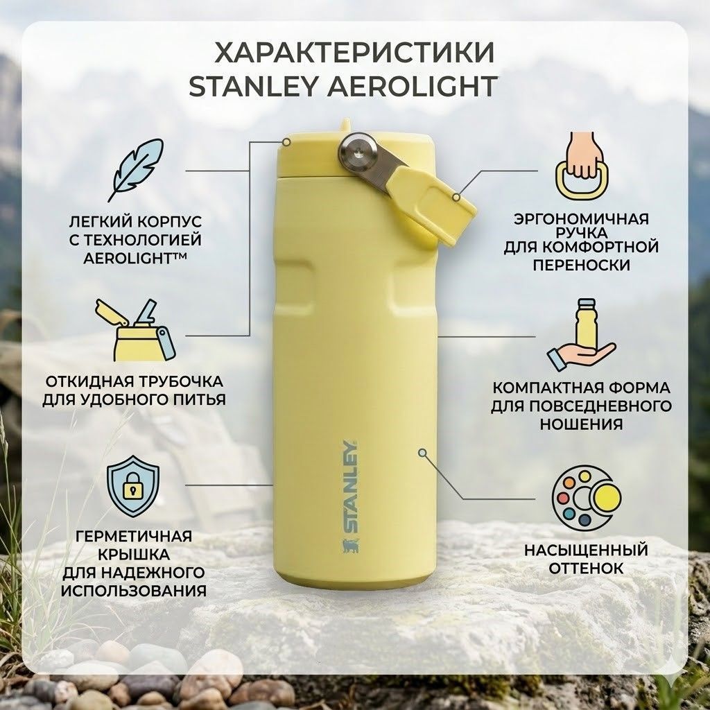 Термобутылка STANLEY The IceFlow™ Bottle 473 ml (10-12979-005) pomelo помело с доставкой по России | BreadyФото 1