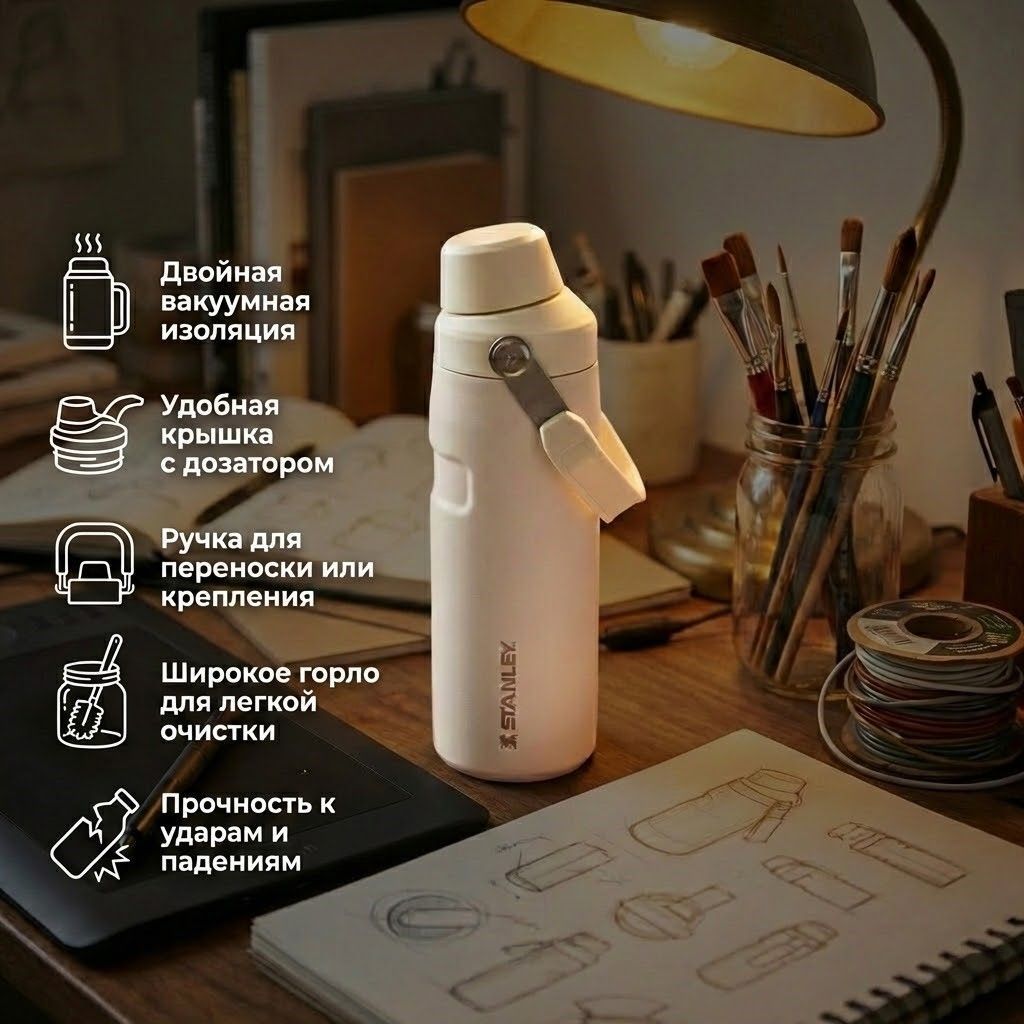 [Дисконт] Термобутылка STANLEY GO Iceflow™ 0,47L (10-12579-004) розовая с доставкой по России | BreadyФото 1