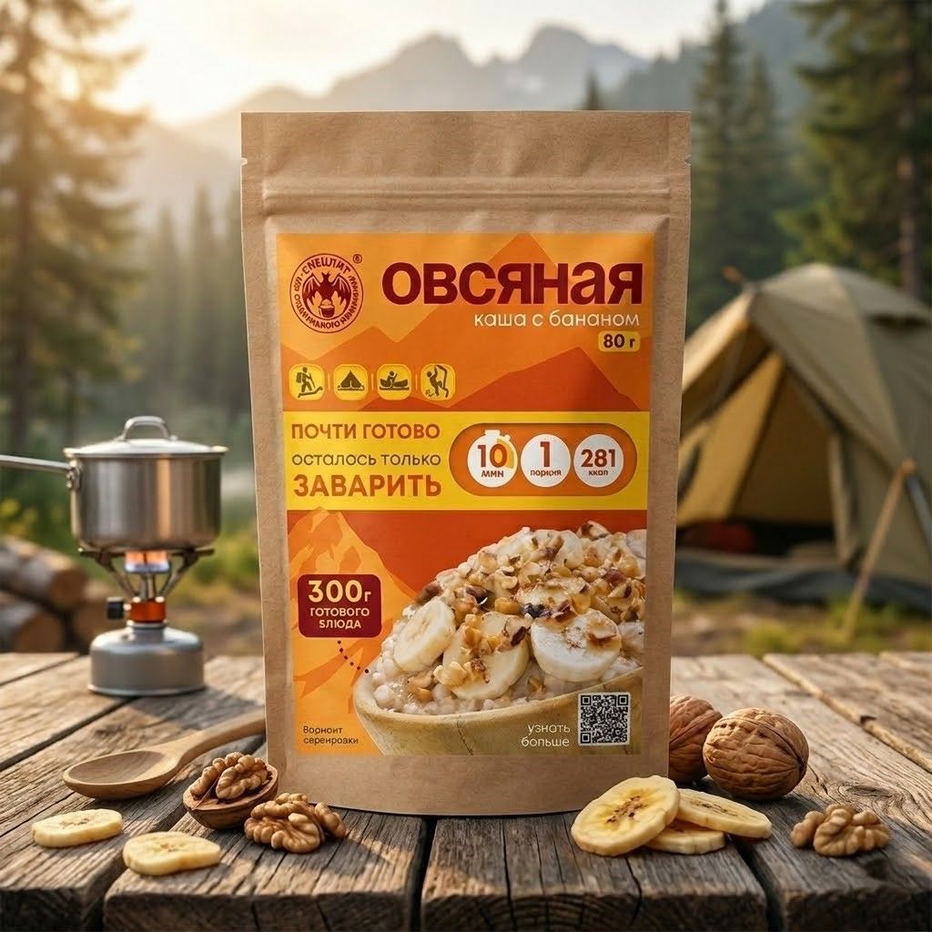 Овсяная каша с бананом СПЕЦПИТ Крафт 80 гр. с доставкой по России | BreadyФото 4