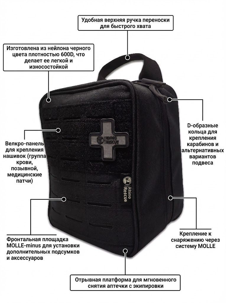 Аптечка тактическая Рино Rhino Rescue IFAK SE PRO (большая) Черная с доставкой по России | BreadyФото 2