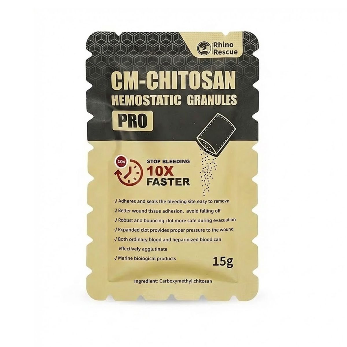 КМ-хитозановые гемостатические гранулы PRO RHINO Rescue PZKJ0007, 15 гр. с доставкой по России | BreadyФото 0