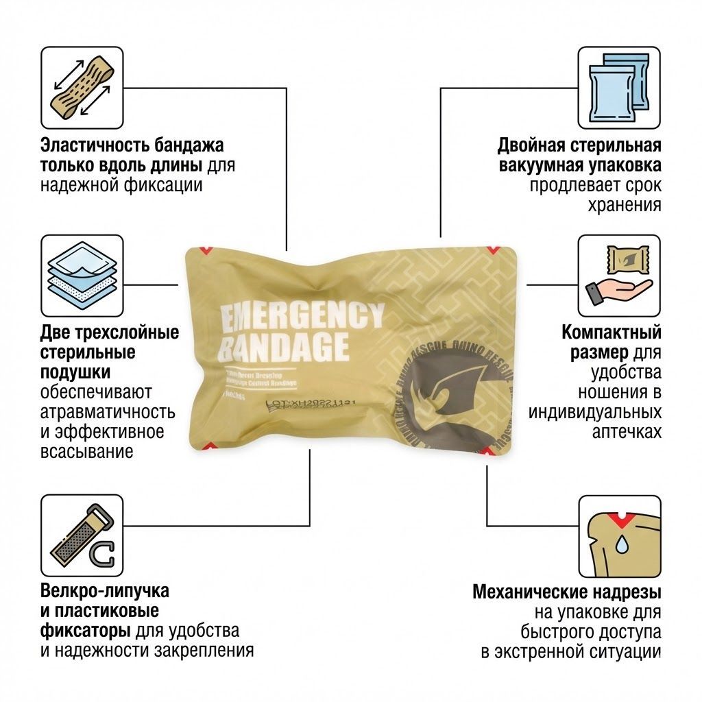 Компрессионный бандаж RHINO Rescue 4" (с велкро-липучкой, 2 подушки) PZBD0053 (дисконт) с доставкой по России | BreadyФото 1