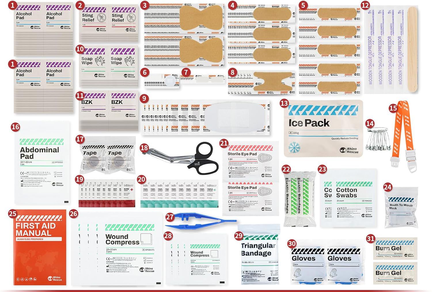 Набор первой медицинской помощи Rhino Rescue First Aid Kit CPIK0063 пластиковый кейс с доставкой по России | BreadyФото 9