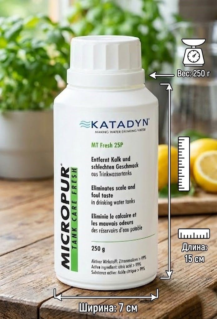Средство для удаления накипи в резервуарах с водой Катадин Katadyn Micropur Tank Care Line MT Fresh 25P (250 г) с доставкой по России и в Казахстан | BreadyФото 1