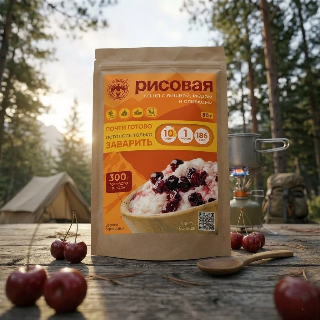 Рисовая каша с вишней, медом и сливками СПЕЦПИТ Крафт 80 гр. с доставкой по России | BreadyФото 2