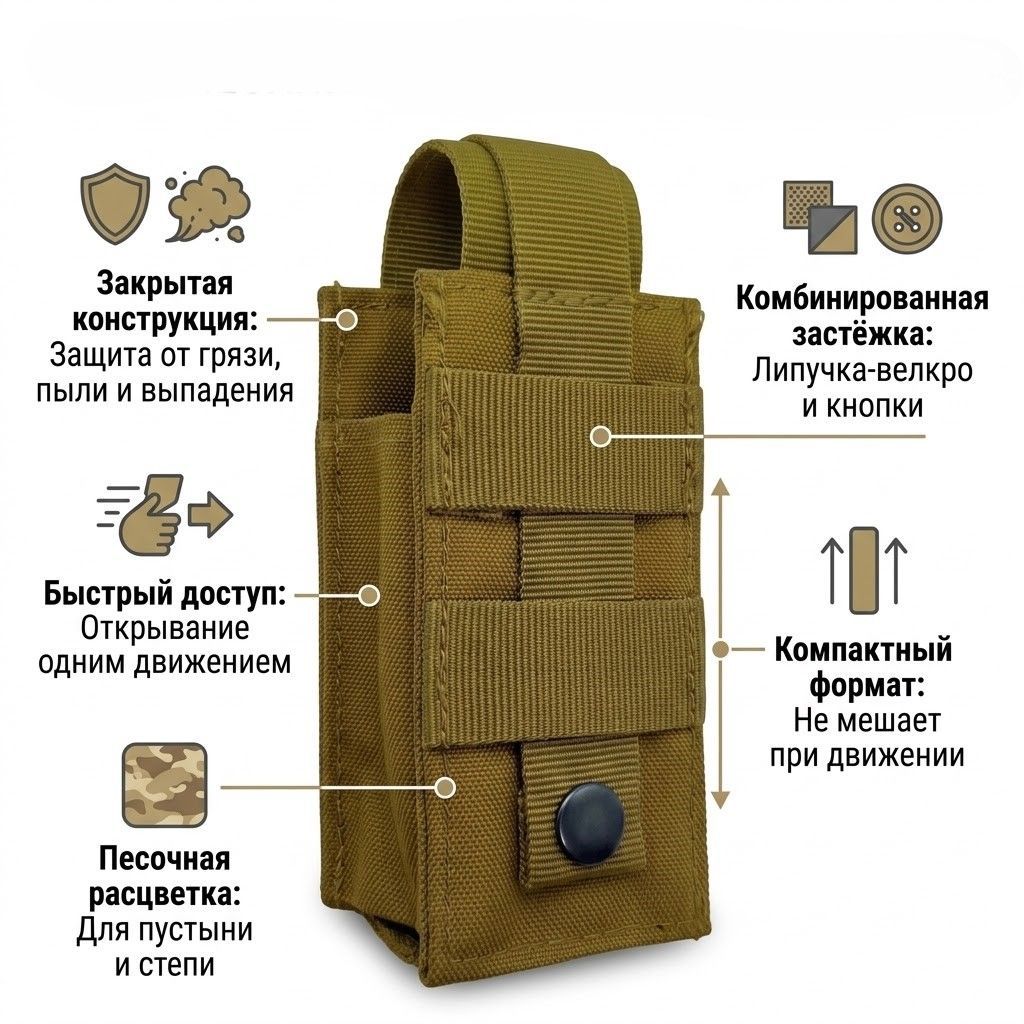 Подсумок/чехол закрытого типа для турникета и ножниц (песок) с доставкой по России | BreadyФото 1