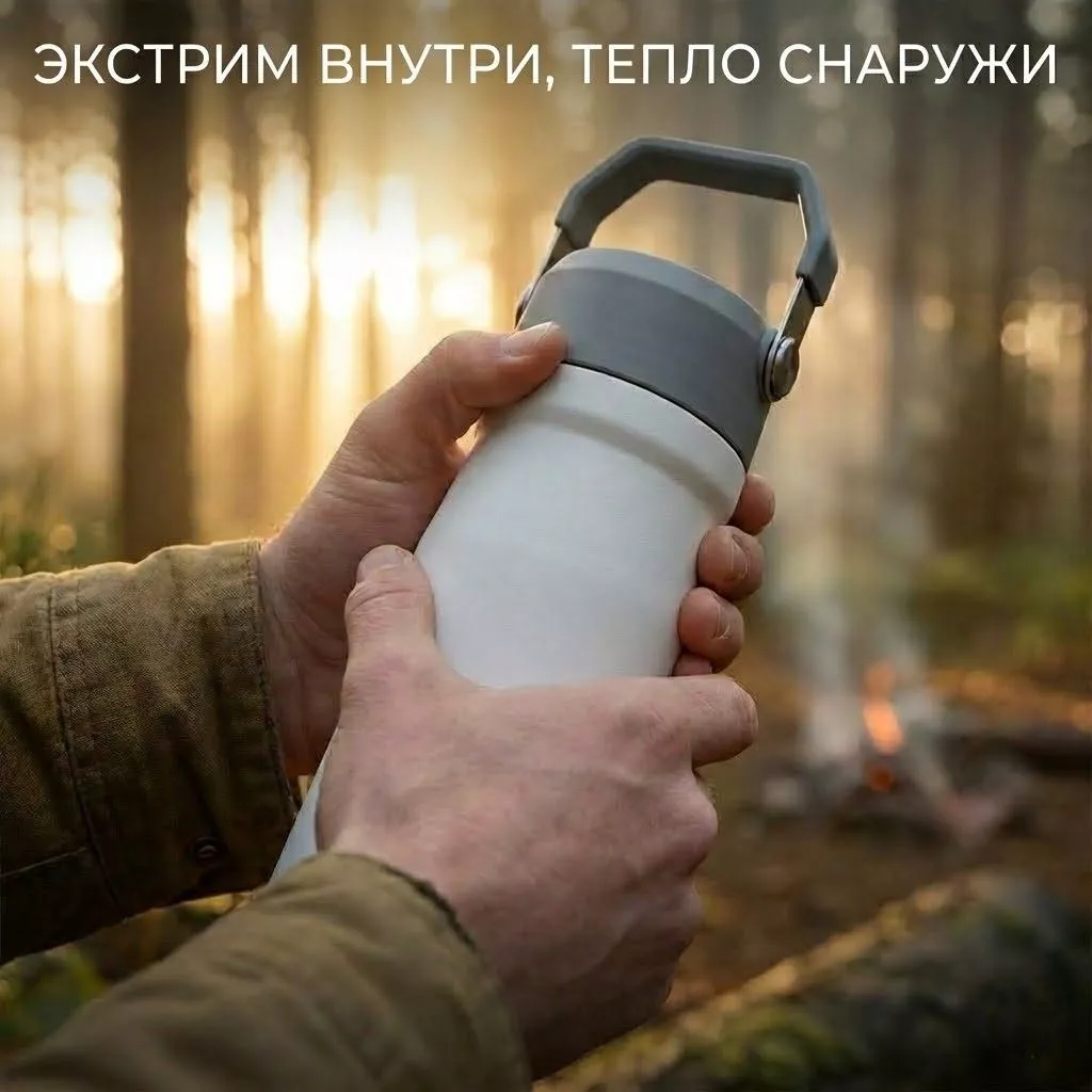 Термобутылка с трубкой Stanley Flip Straw 0,65L (белая) 10-09992-071 с доставкой по России | BreadyФото 4