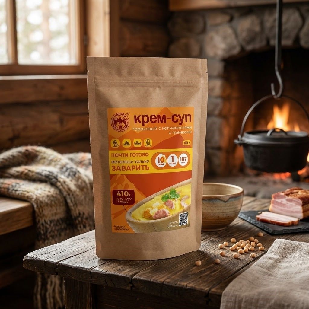 Крем-суп гороховый с копченостями гренками и мясом СПЕЦПИТ Крафт 60 гр. с доставкой по России | BreadyФото 3