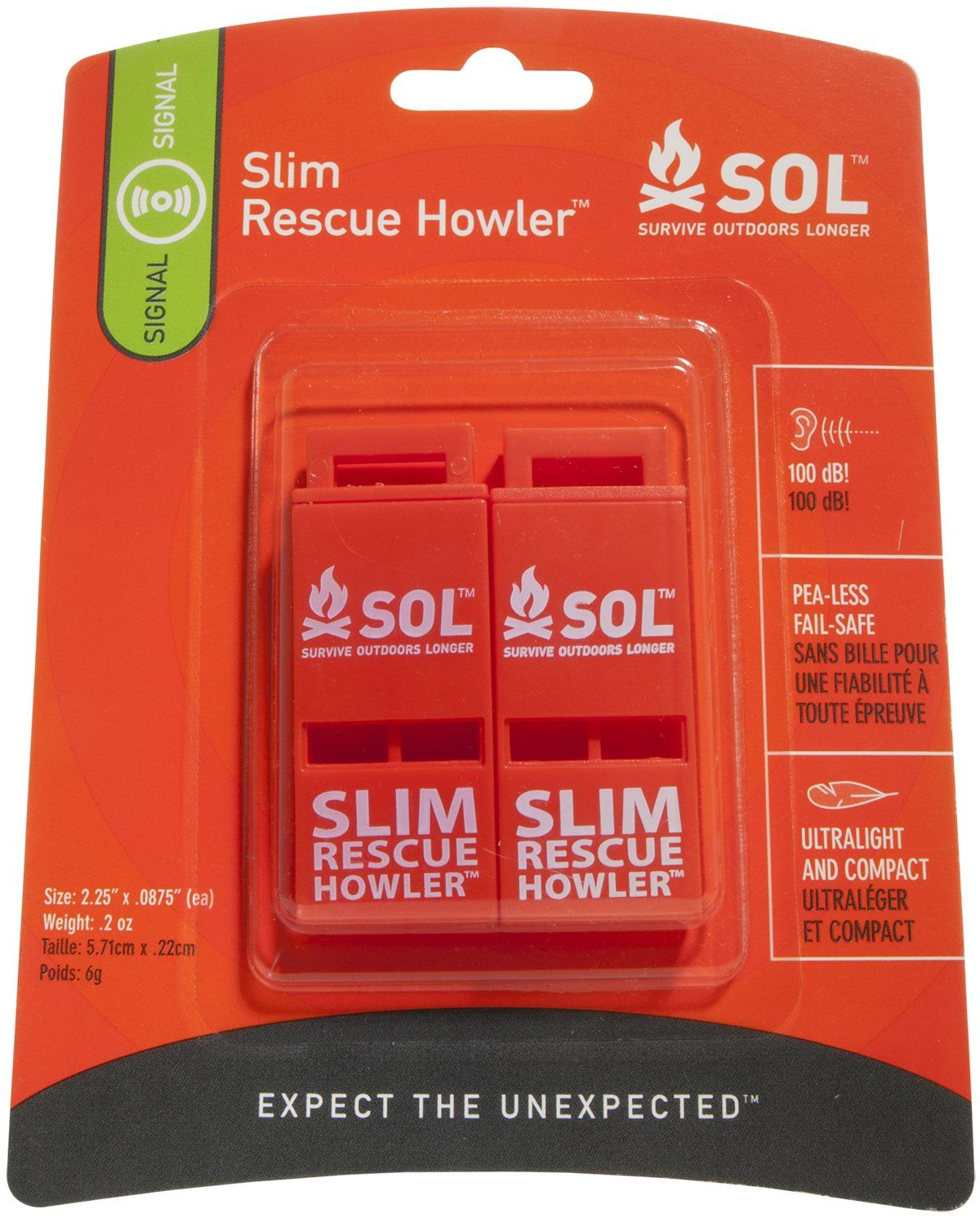 Свисток аварийный SOL Slim Rescue Howler Whistle (2 шт.) с доставкой по России и в Казахстан | BreadyФото 3