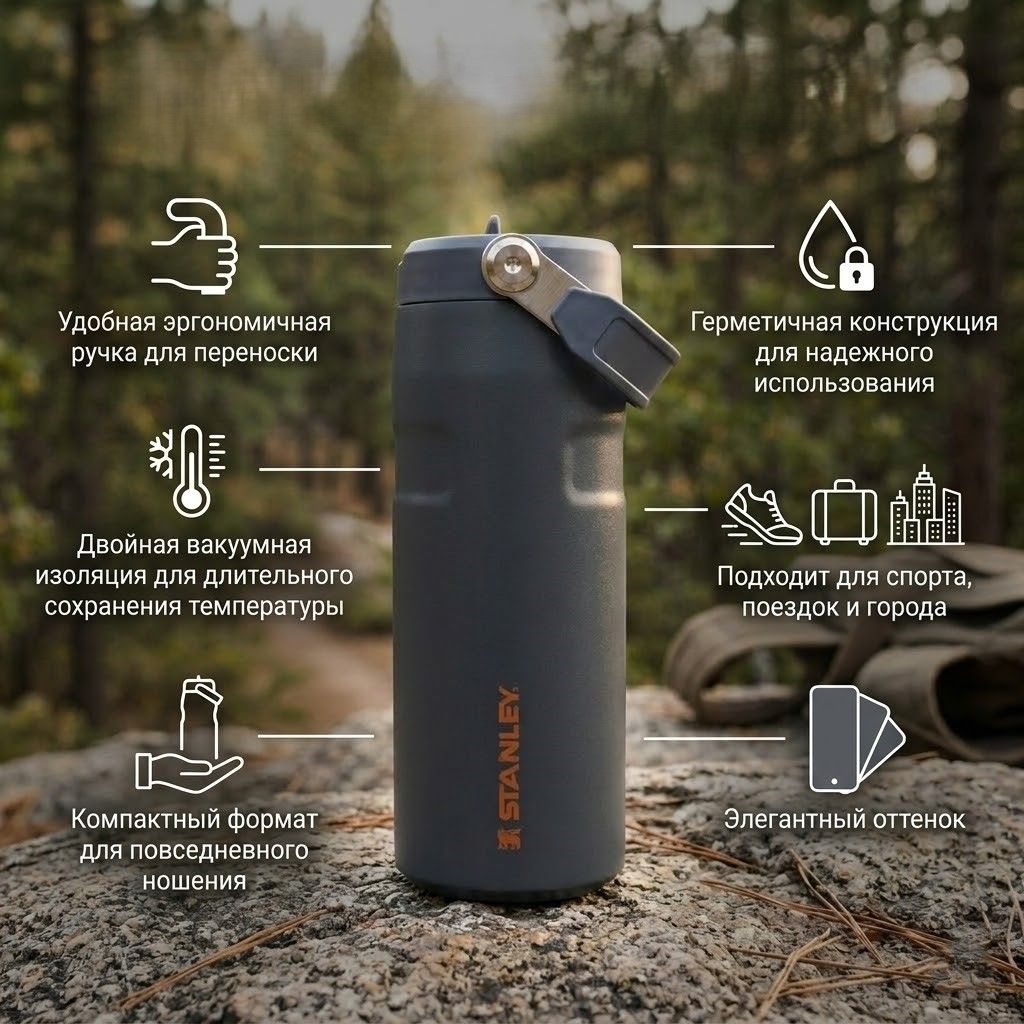 Термобутылка STANLEY The IceFlow™ Bottle 473 ml (10-12979-009) twilight сумерки с доставкой по России | BreadyФото 1