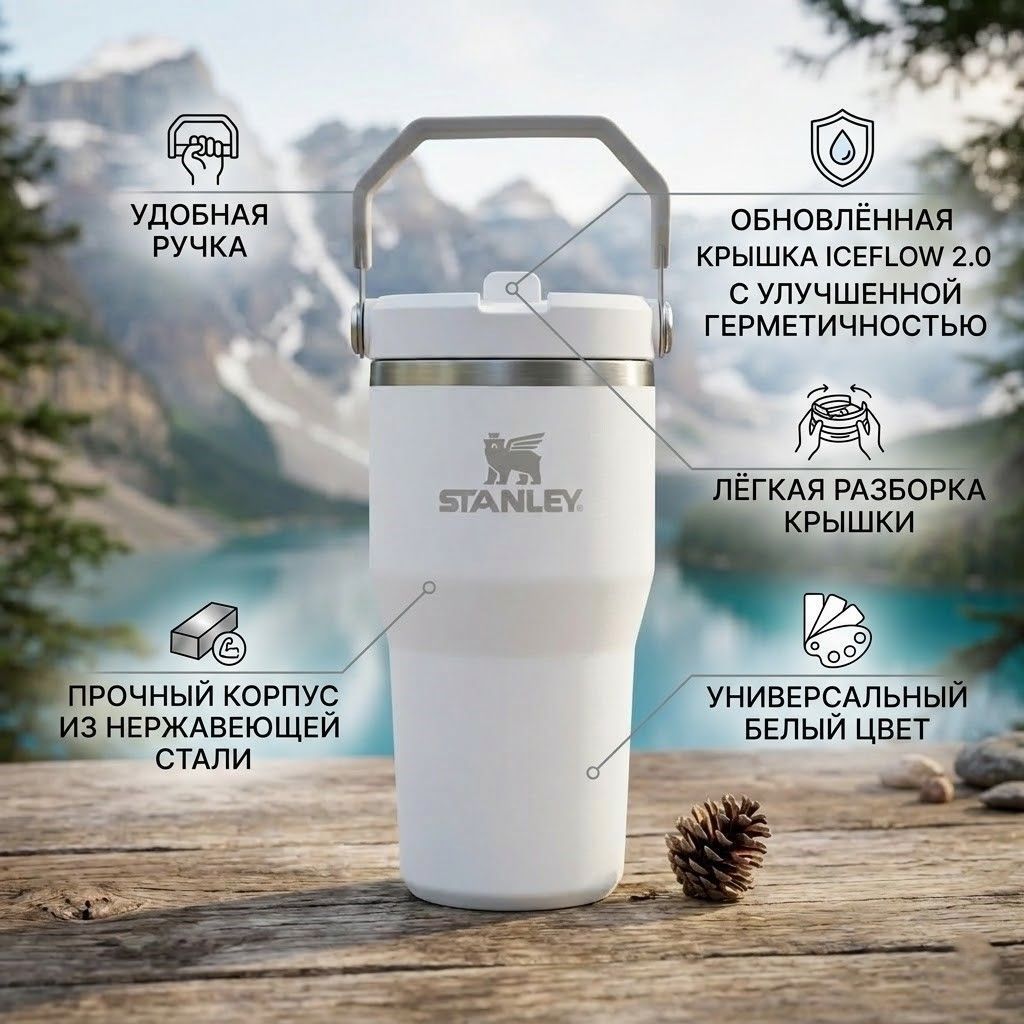 Термокружка Stanley The Iceflow 2.0 Frost, 10-13318-002, 591 мл с доставкой по России | BreadyФото 1
