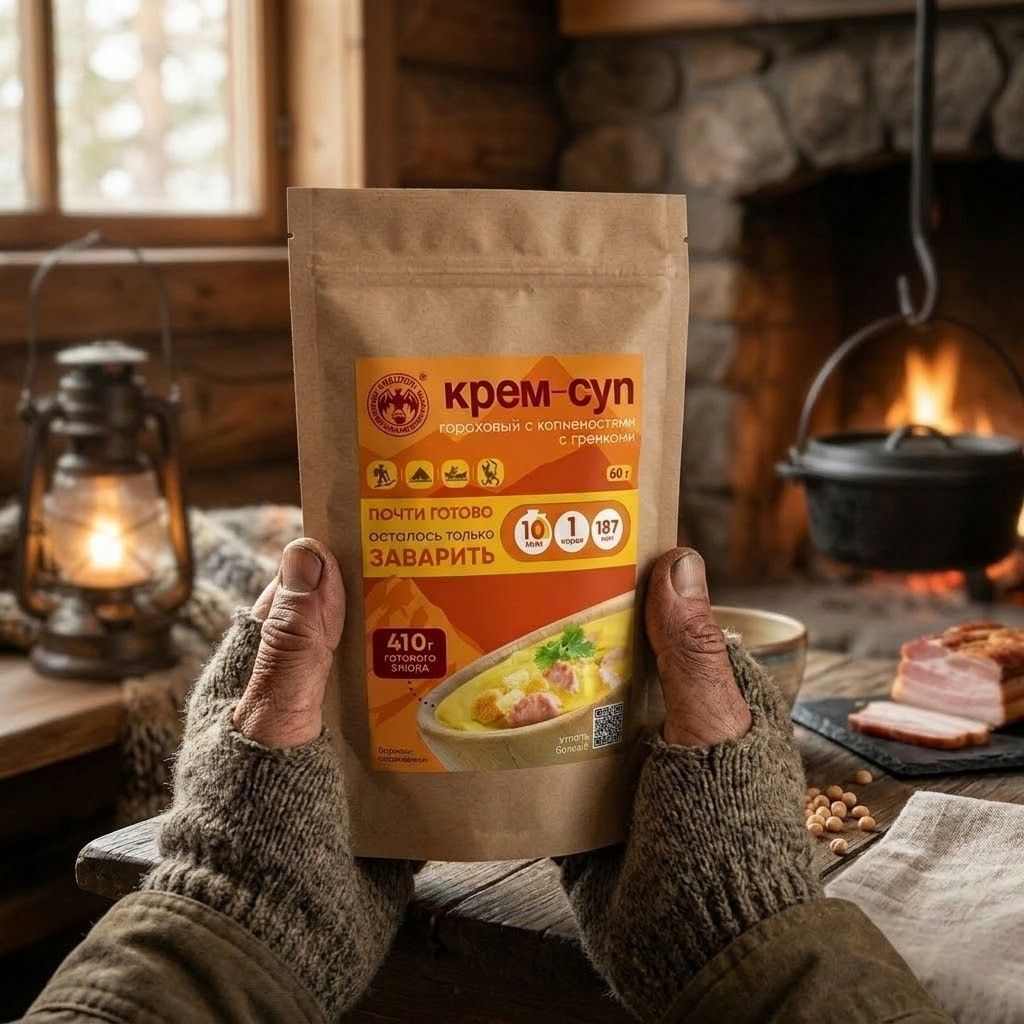 Крем-суп гороховый с копченостями гренками и мясом СПЕЦПИТ Крафт 60 гр. с доставкой по России | BreadyФото 2