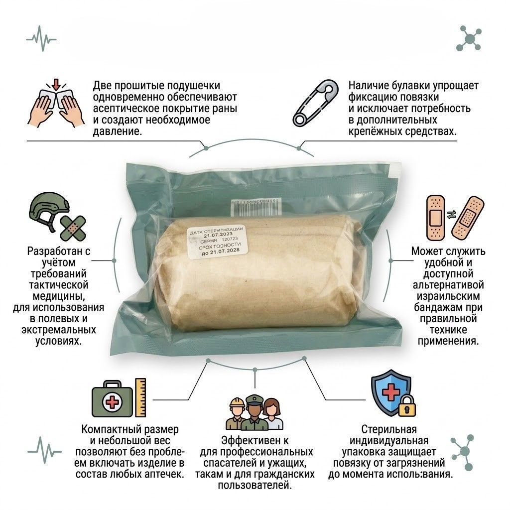 Пакет перевязочный бандаж ИПП (ППИ) стерильный ЧЕФИ с доставкой по России | BreadyФото 1
