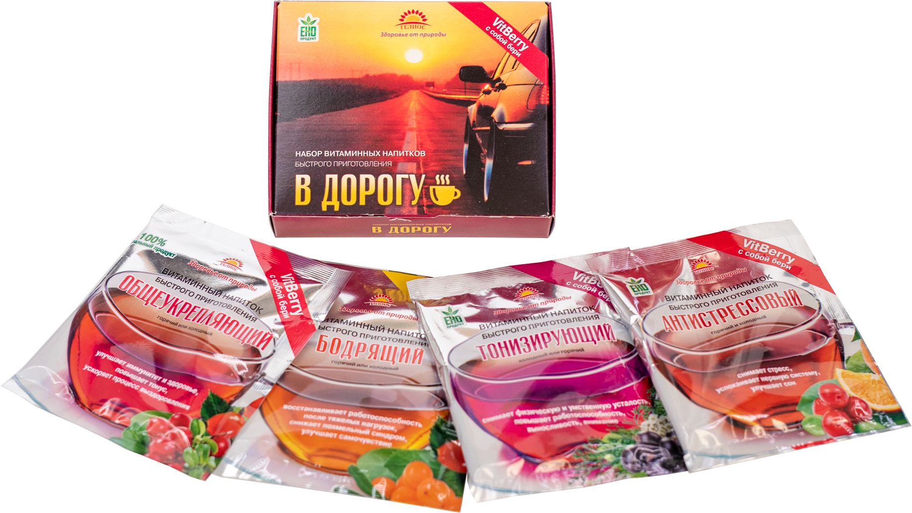 Набор витаминных напитков "В дорогу", 4 шт. с доставкой по России | Bready