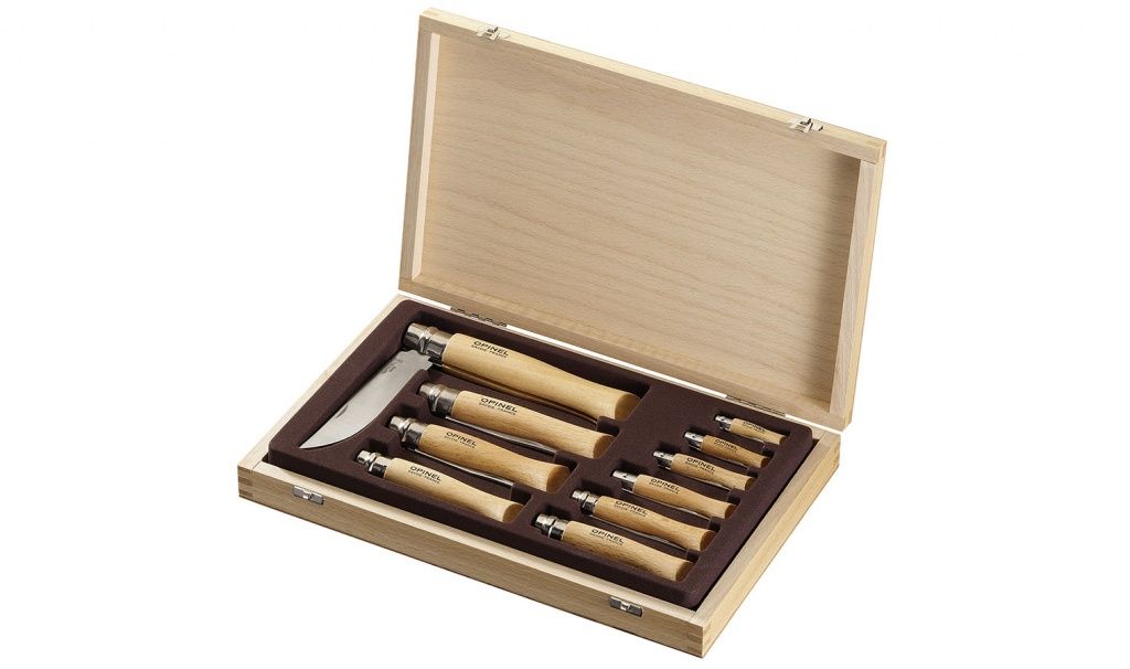 Набор складных ножей Opinel VRI Tradition Inox из 10 штук в деревянном кейсе с доставкой по России и в Казахстан | Bready