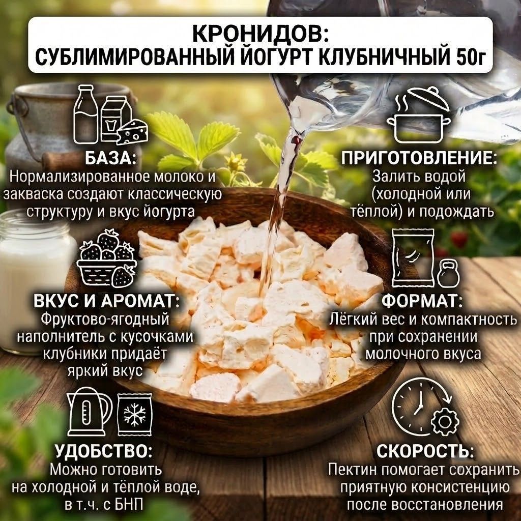 Сублимированный Йогурт клубничный 50 г Кронидов с доставкой по России | BreadyФото 1