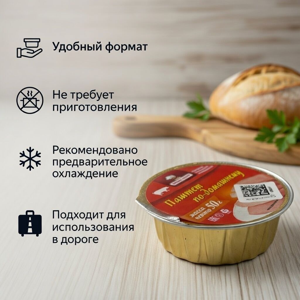 Паштет по Домашнему V-50, 50 г (Бизнес Повар) с доставкой по России | BreadyФото 1