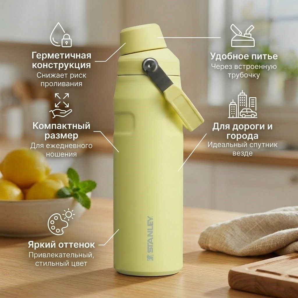 Термобутылка STANLEY GO Iceflow™ 473 ml (10-12579-012) pomelo помело с доставкой по России | BreadyФото 1