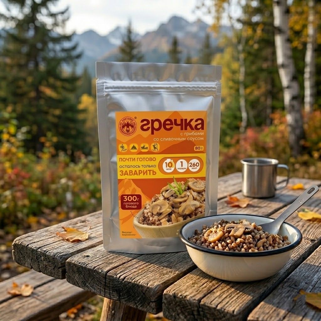 Гречка с грибами в соусе со сливочным вкусом СПЕЦПИТ 80 гр. с доставкой по России | BreadyФото 3