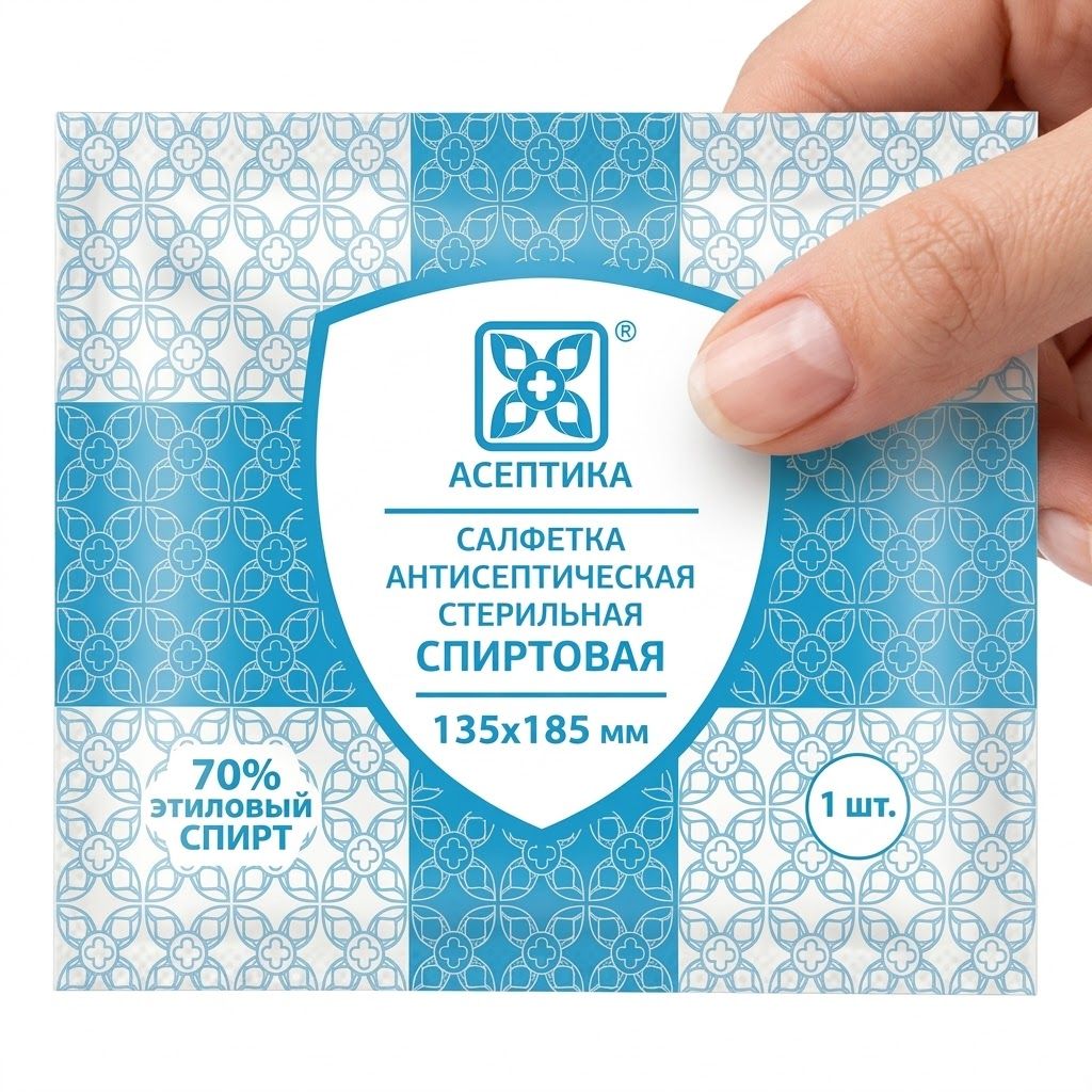 Салфетка антисептическая стерильная «М.К. Асептика» спиртовая 135х185 мм с доставкой по России | BreadyФото 2