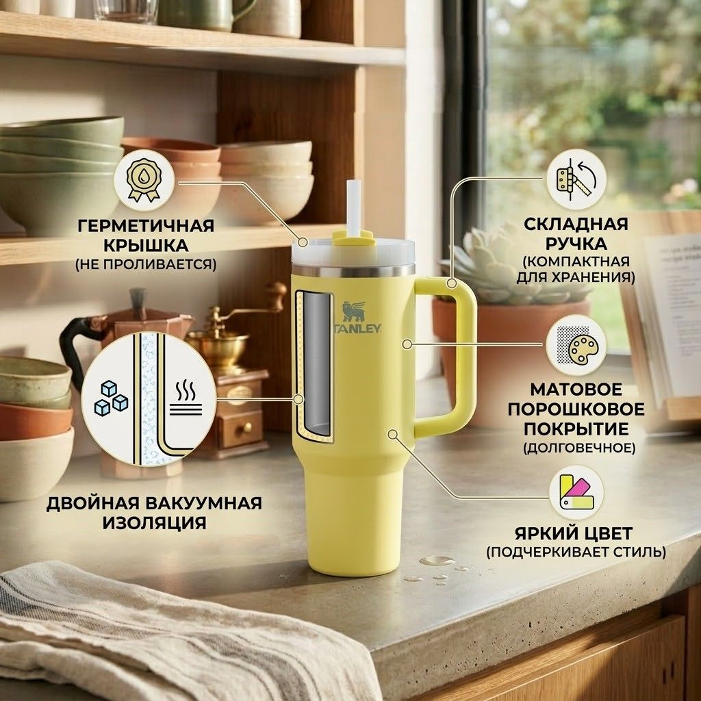 Стакан IceFlow Flip Straw Tumbler STANLEY, 887 ml, 10-13319-005 (цвет Pomelo) с доставкой по России | BreadyФото 1