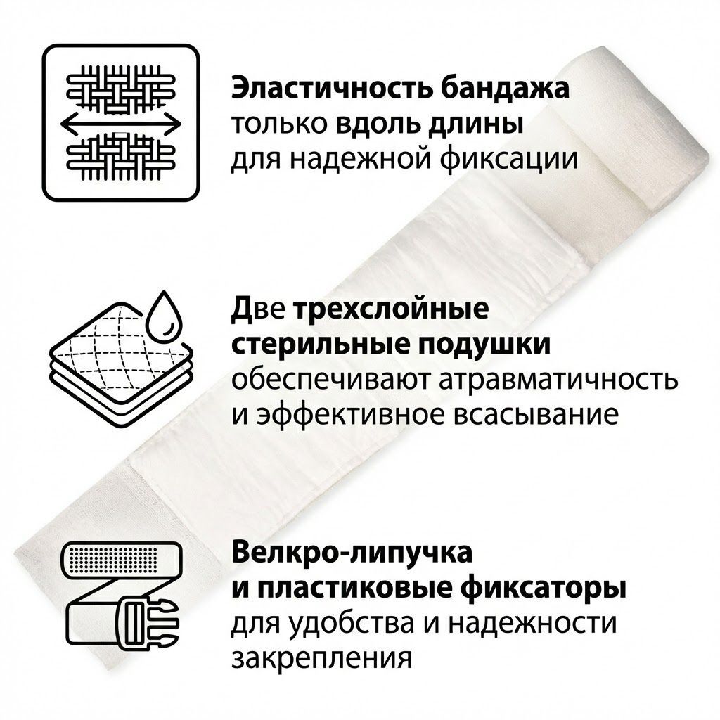 Компрессионный бандаж RHINO Rescue 4" (с велкро-липучкой, 2 подушки) PZBD0053 с доставкой по России | BreadyФото 1