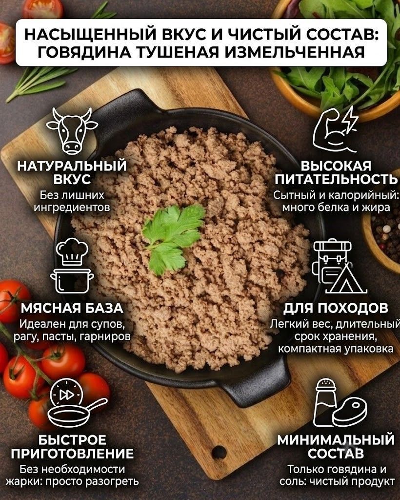 Сублимированное Мясо говядины фаршевое 100 г Кронидов с доставкой по России | BreadyФото 1