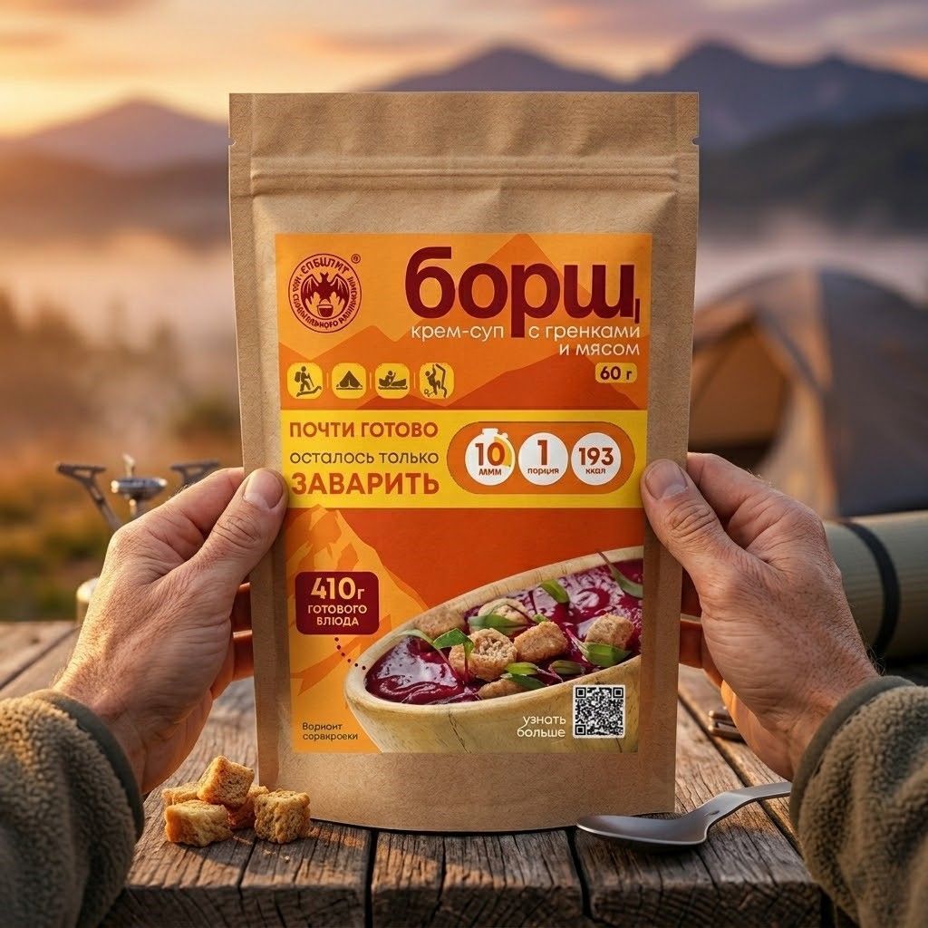 Крем-суп борщ с гренками и мясом СПЕЦПИТ Крафт 60 гр. с доставкой по России | BreadyФото 2
