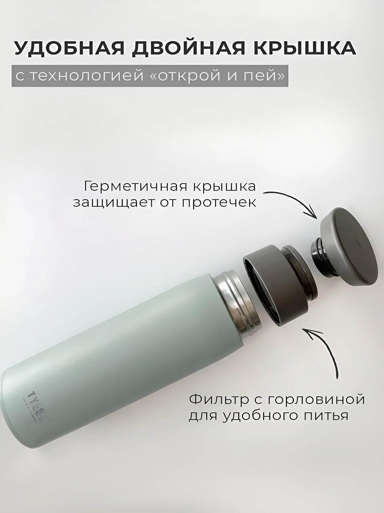 Термокружка TYESO TS-8730 B с доставкой по России | BreadyФото 5