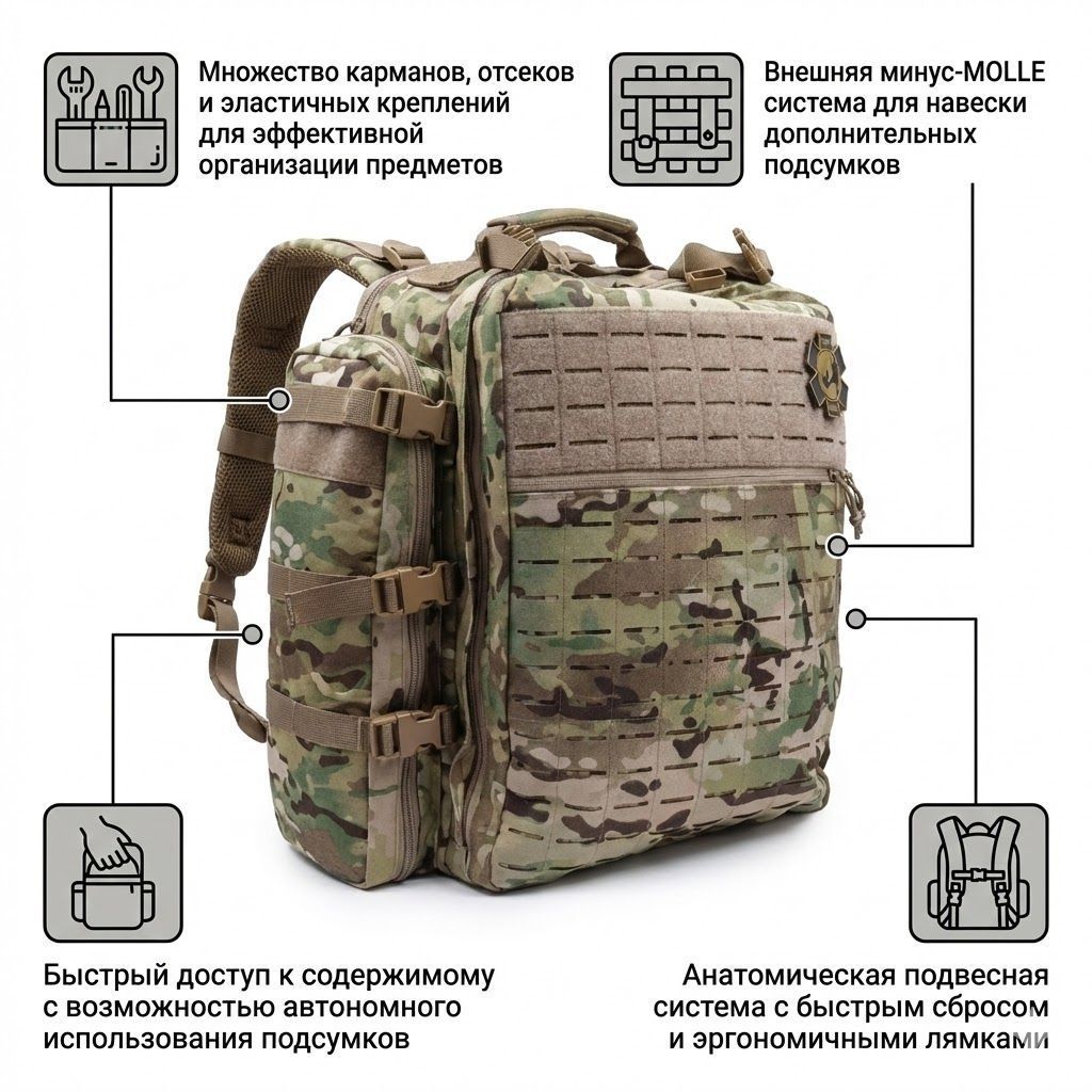 Медицинский тактический рюкзак Rhino Rescue 40 литров  HWJB0051 с доставкой по России | BreadyФото 1