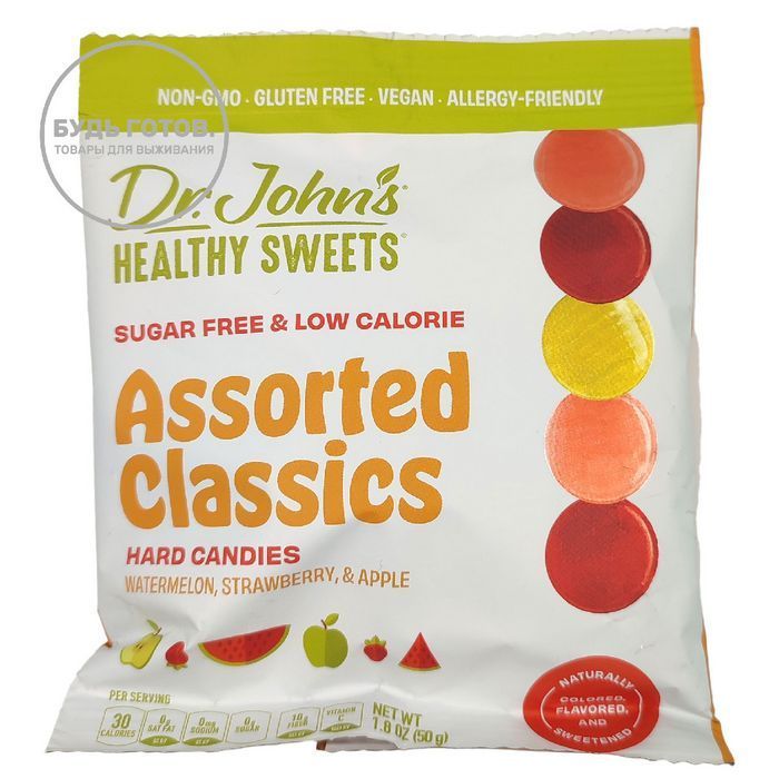 Леденцы Dr.Johns Assorted Classics Hard Candies (арбуз, клубника, яблоко) с доставкой по России и в Казахстан | Bready