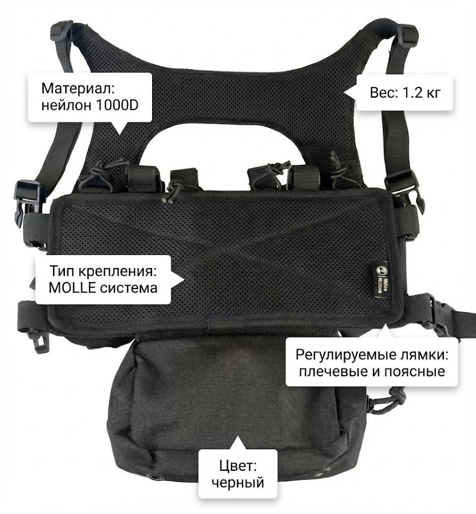 Тактический жилет Rhino Rescue (черный) с доставкой по России и в Казахстан | BreadyФото 1