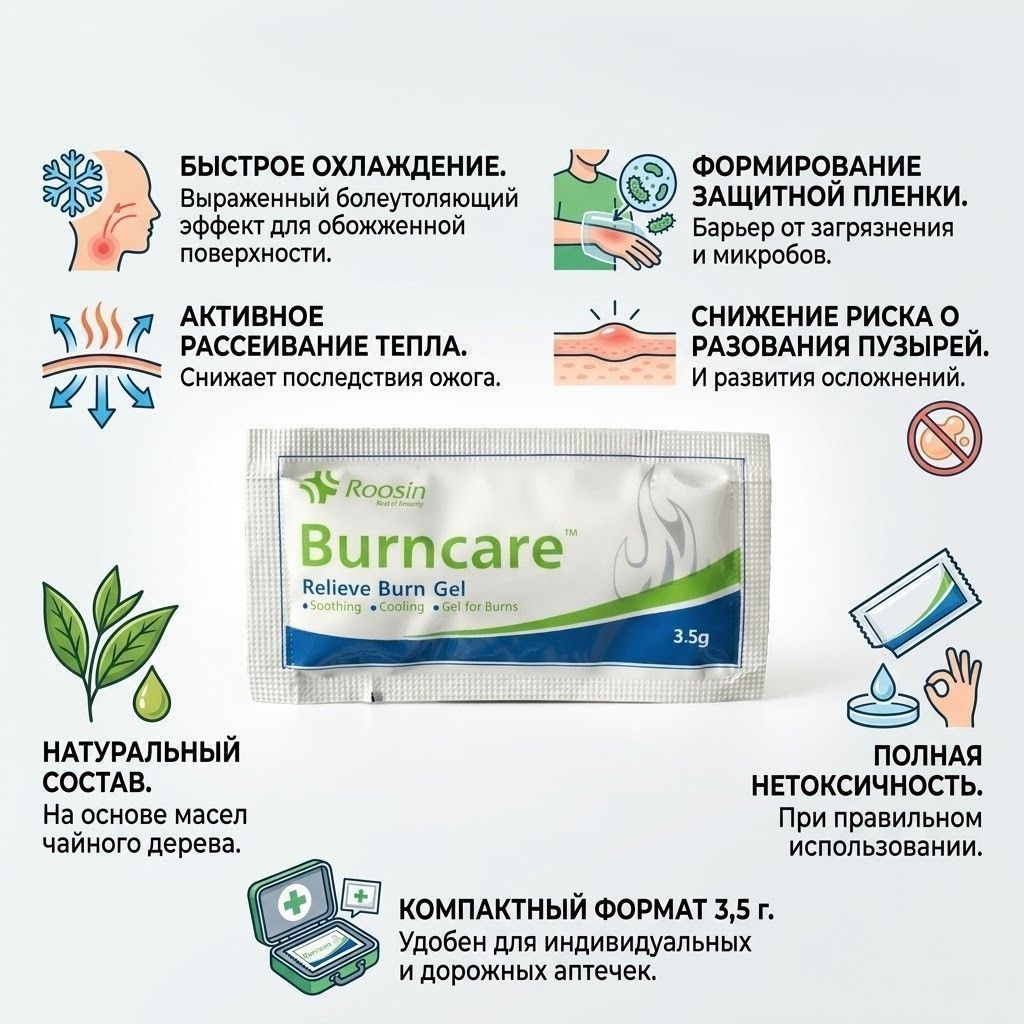 Противоожоговый и ранозаживляющий гель BURNCARE 3.5г. с доставкой по России | BreadyФото 1