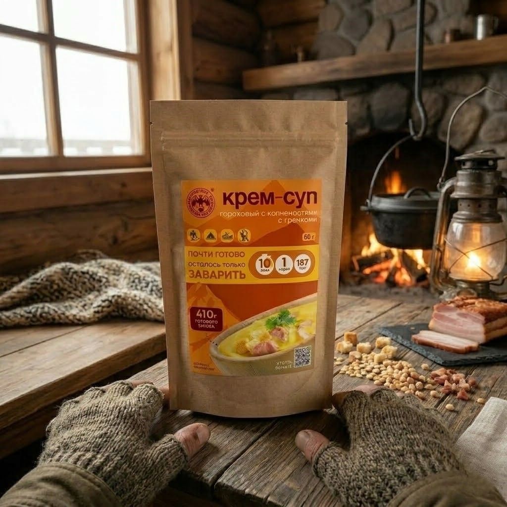 Крем-суп гороховый с копченостями гренками и мясом СПЕЦПИТ Крафт 60 гр. с доставкой по России | BreadyФото 4