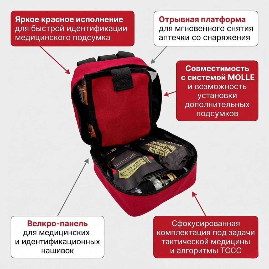 Аптечка тактическая Рино Rhino Rescue IFAK SE PRO (большая) Красная с доставкой по России | BreadyФото 1