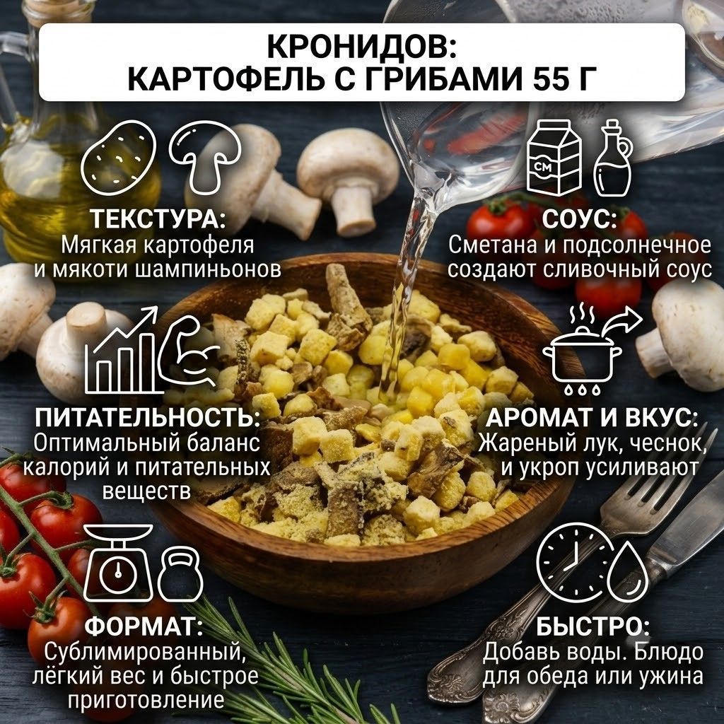 Сублимированный Картофель с грибами 55 г с доставкой по России | BreadyФото 1