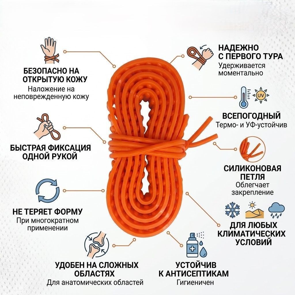 Жгут кровоостанавливающий силиконовый "АППОЛО" ЖК-СА 150 см с доставкой по России | BreadyФото 1