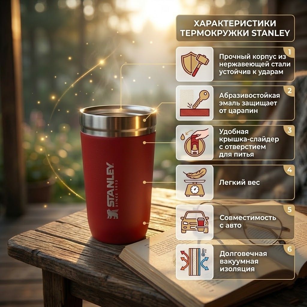 Термокружка STANLEY Go Tumbler 10-03112-052 лава 0,5L с доставкой по России | BreadyФото 1