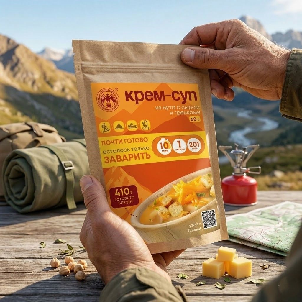Крем-суп из нута с сыром гренками и мясом СПЕЦПИТ Крафт 60 гр. с доставкой по России | BreadyФото 4