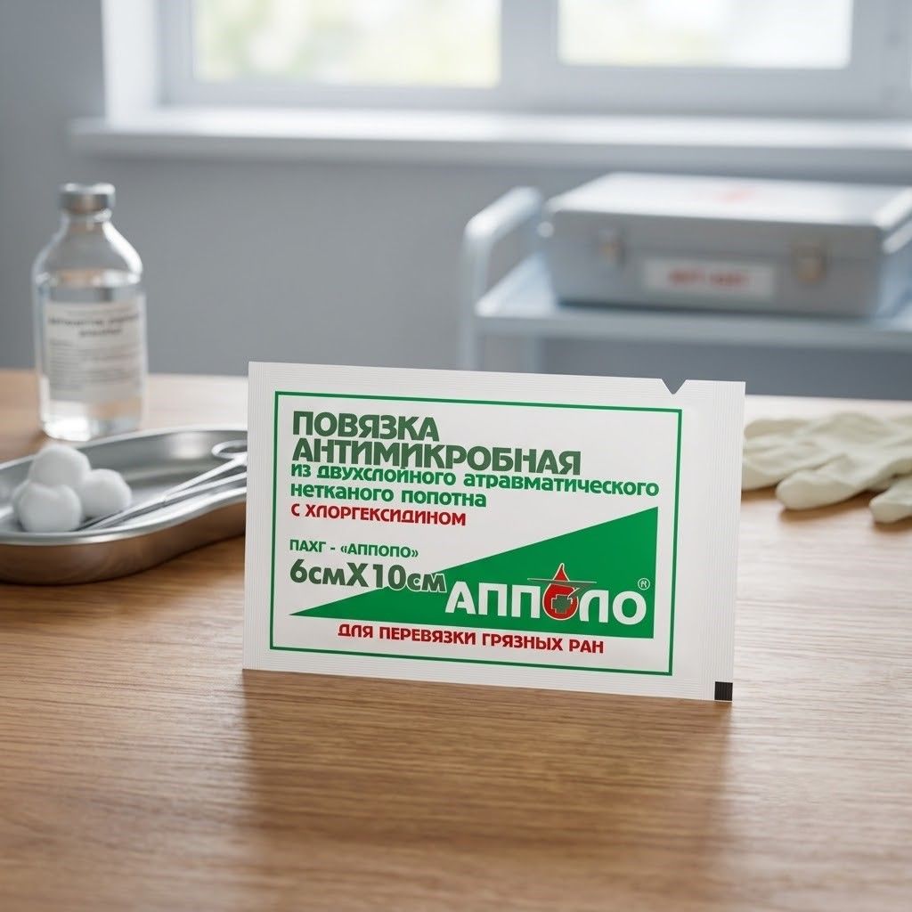 Повязка антимикробная с хлоргексидином стерильная АППОЛО 6х10 см с доставкой по России | BreadyФото 3