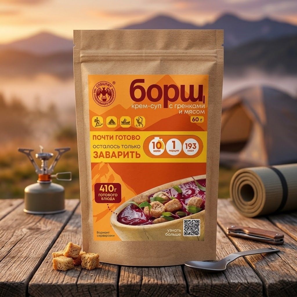 Крем-суп борщ с гренками и мясом СПЕЦПИТ Крафт 60 гр. с доставкой по России | BreadyФото 3