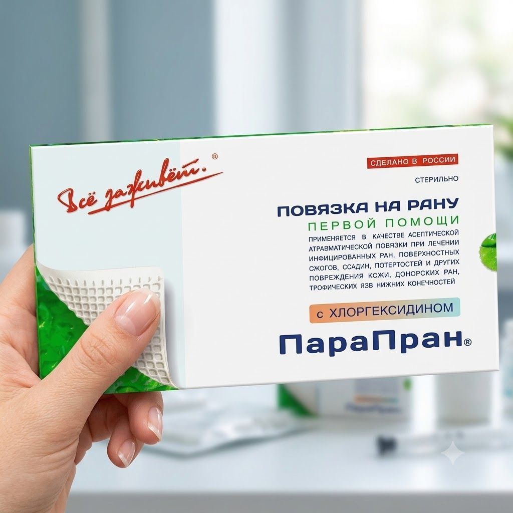 ПАРАПРАН раневая повязка с хлоргексидином 10х25 см 1шт с доставкой по России | BreadyФото 2