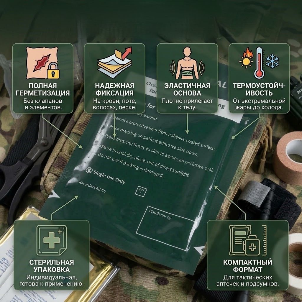 Комплект окклюзионных пластырей Chest Seal + Chest Seal Vented с доставкой по России | BreadyФото 3