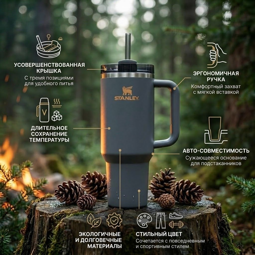 Термокружка STANLEY THE QUENCHER H2.0 FLOWSTATE TUMBLER 887 ml (сумерки twilight), 10-11912-150 с доставкой по России | BreadyФото 1