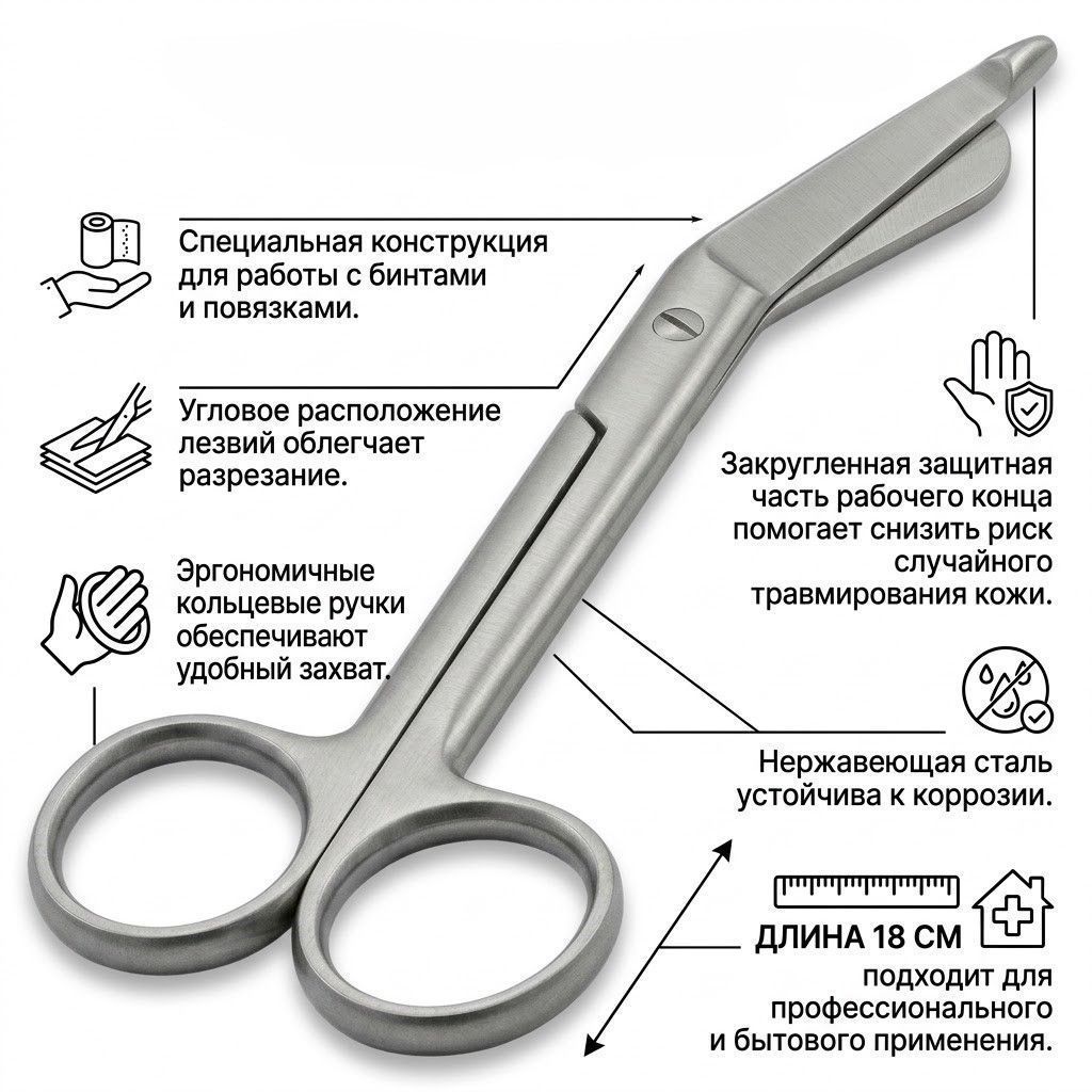 Ножницы для разрезания повязок по ЛИСТЕРУ с доставкой по России | BreadyФото 1